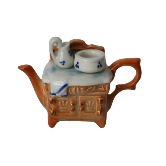 Vintage Mini Miniature Paul Cardew Wash Stand Cupboard Tea Pot Teapot - Picture 1 of 7
